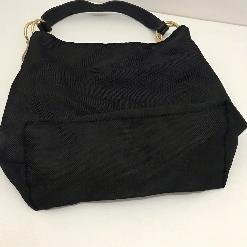 JPK PARIS 75 BLACK HOBO SHOULDER BAG PURSE HANDBAG NYLON LEATHER STRAP